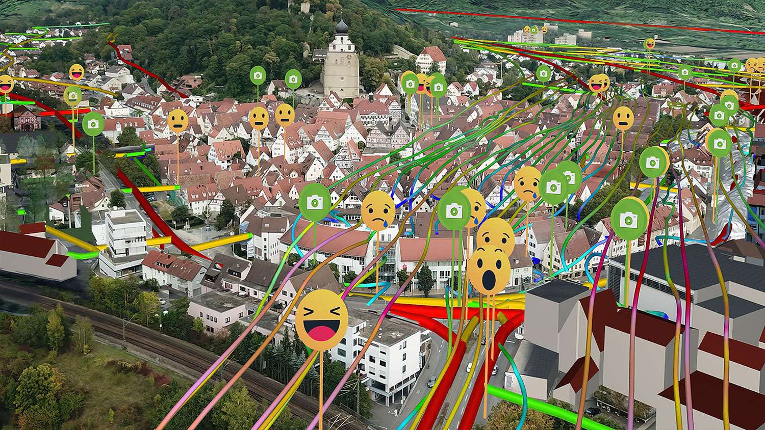 Der digitale Zwilling der HLRS für Herrenberg integriert das Feedback der Bürgerinnen und Bürger zu Standorten in der Stadt.